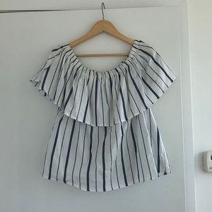 Ruffled striped 100% cotton top